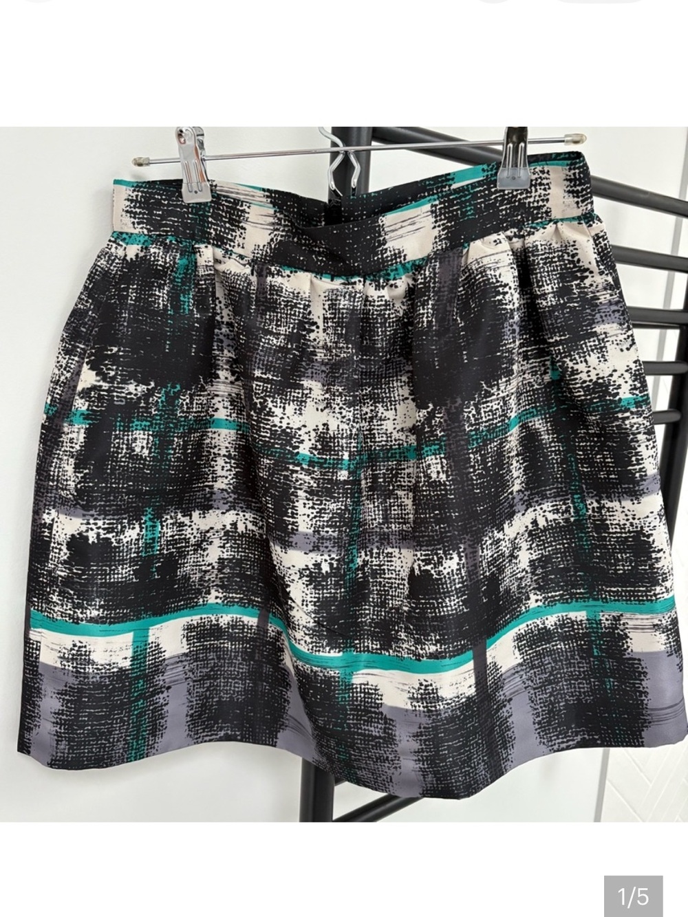 RED Valentino Black, Teal and Lavender Printed Mini Skirt